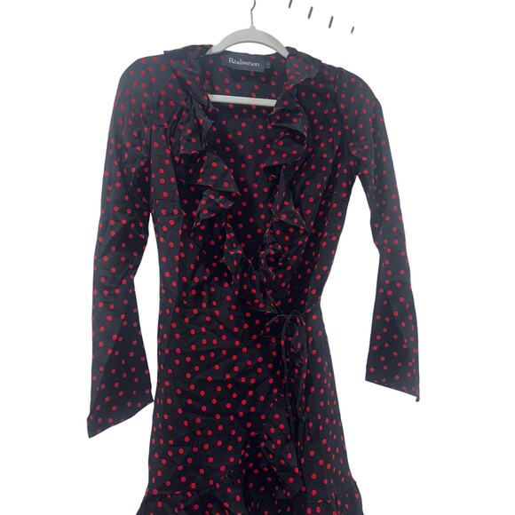 Réalisation Par Silk Italia Alexandra Polka Dot Wrap Dress – Size Small - Picture 7 of 15